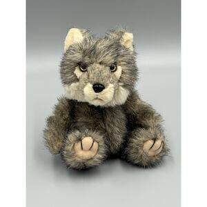 Steven Smith Gray Timber Wolf Plush Realistic Stuffed Animal Small 7”